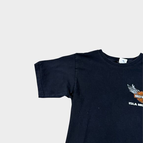 VTG Harley Davidson Shirt Mens Small Black Isla Mujeres Mexico Yazbek Winged - Picture 4 of 11
